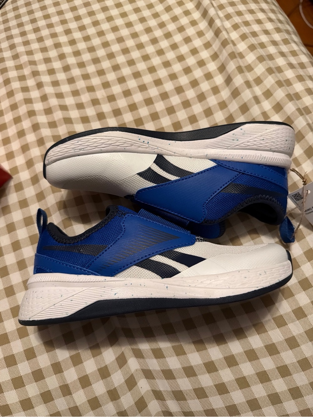 NIB Reebok Kids Nano Play Slip-On Sneakers Blue White Size 1